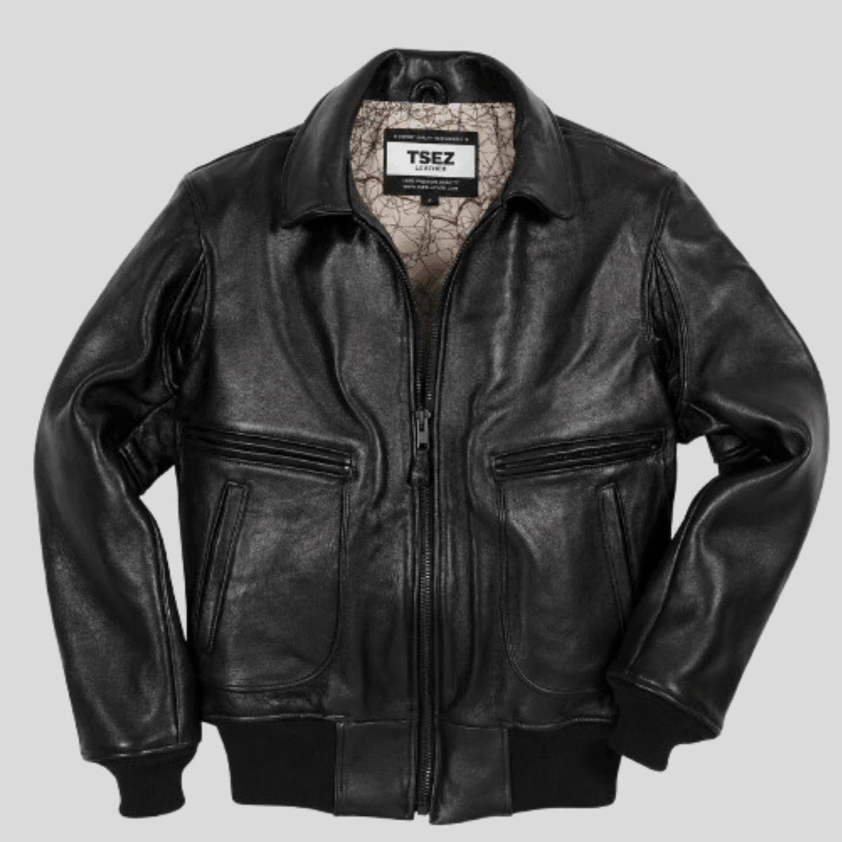 Men's Vintage Raiders Sheepskin Leather Flight Bomber Jacket