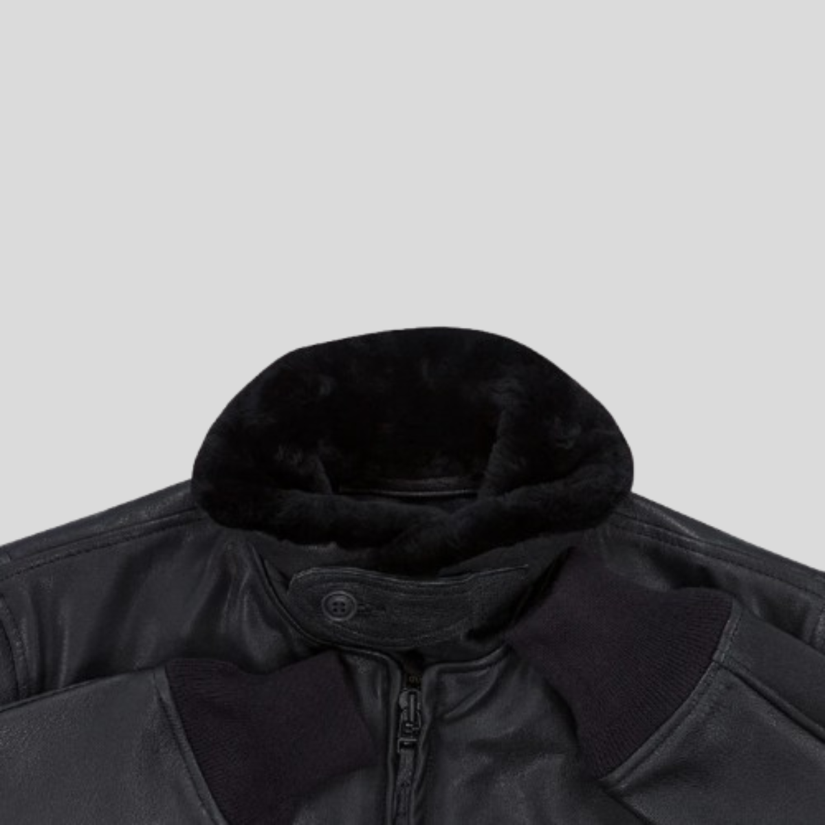 Men's Classic G-1  sheepskin Leather Flight Bomber Jacket with Fur Collar