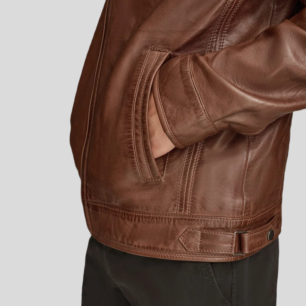 Men's Jett Leather Jacket with Removable Hood