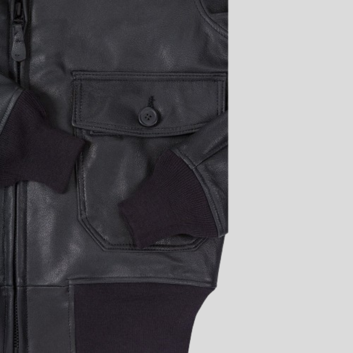 Men's Classic G-1  sheepskin Leather Flight Bomber Jacket with Fur Collar