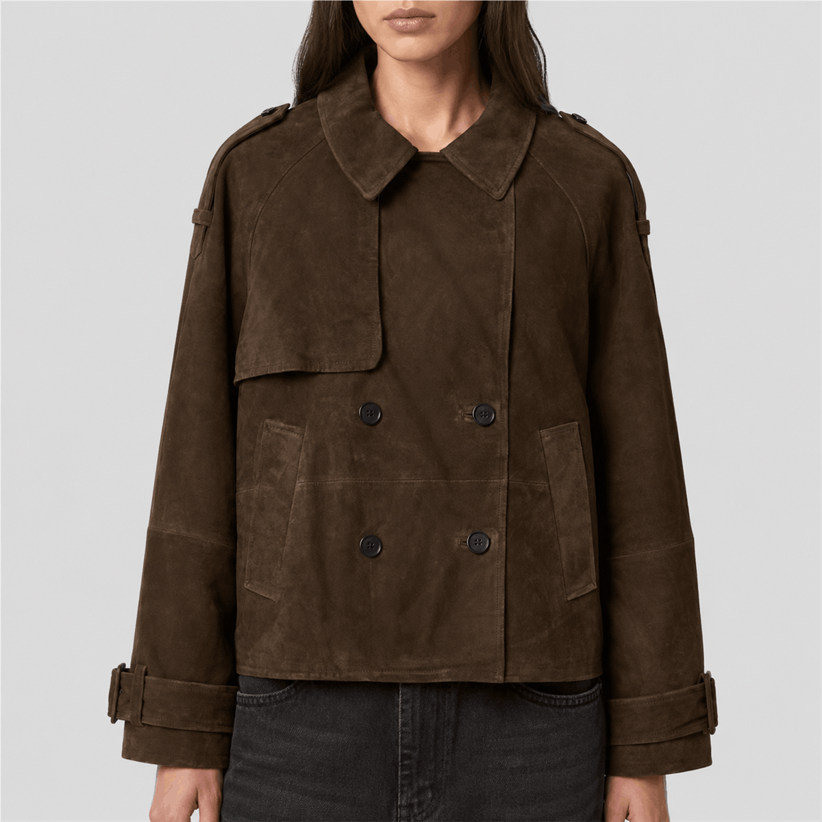 Women’s Reya Cropped Suede Trench Jacket
