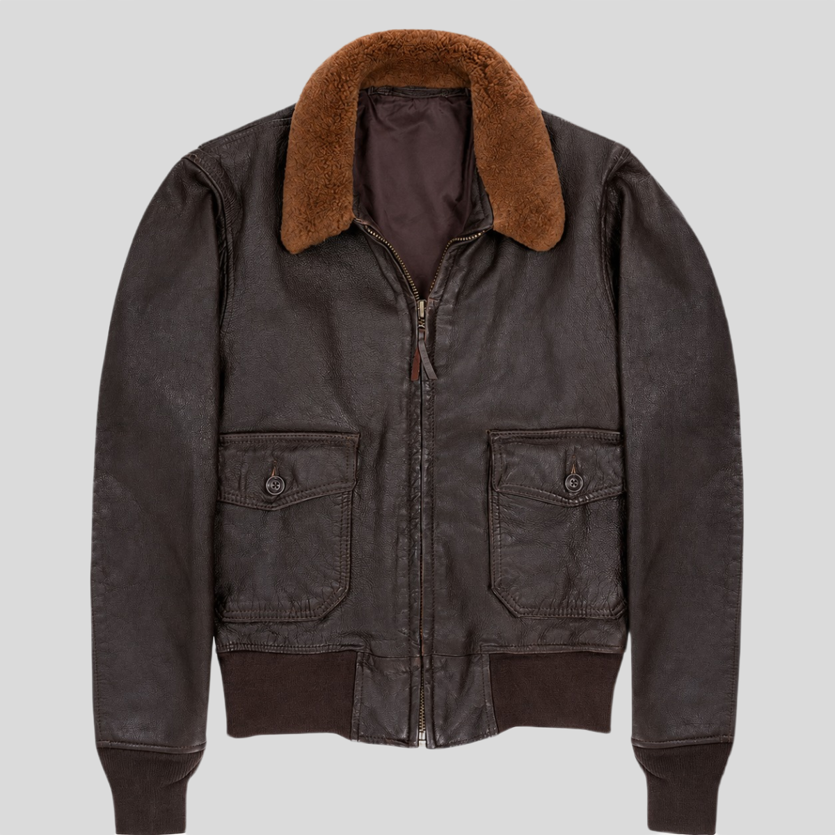 Men's Vintage Sheepskin Leather Flight Bomber Jacket