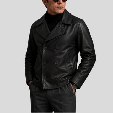 Men's Naval sheepskin Leather Peacoat Jacket