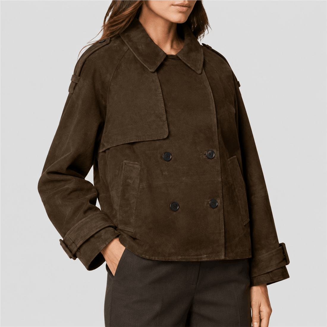 Women’s Reya Cropped Suede Trench Jacket