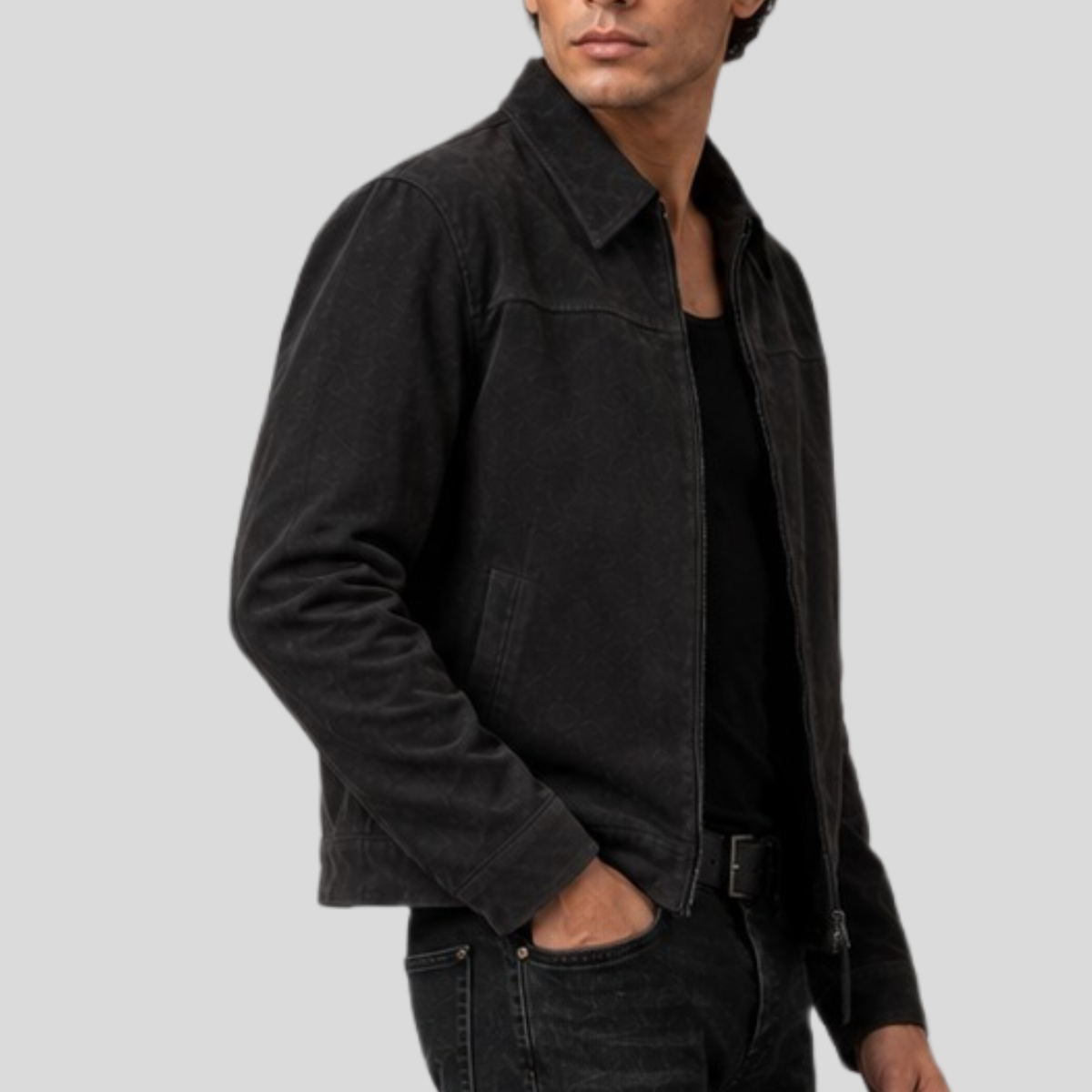 Men's Classic Cowhide Suede Zip Jacket