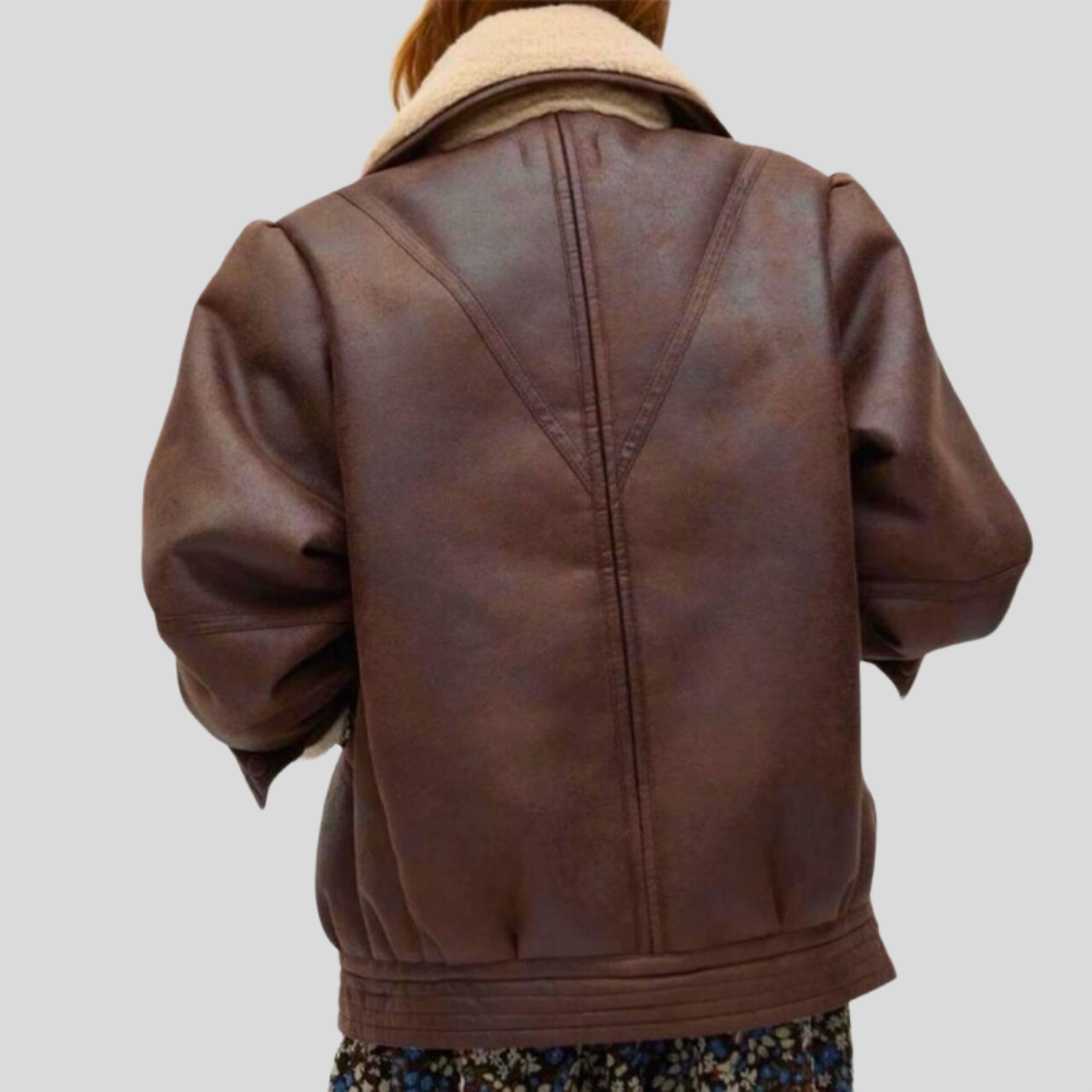 Women's Retro Brown Shearling Leather Flight Jacket