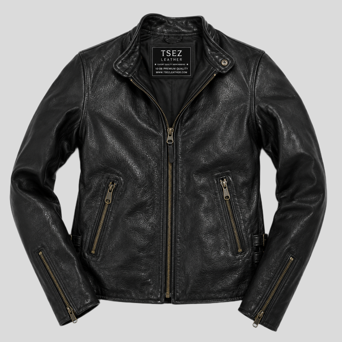 Women's Slim Fit Leather Racer Motorcycle Jacket