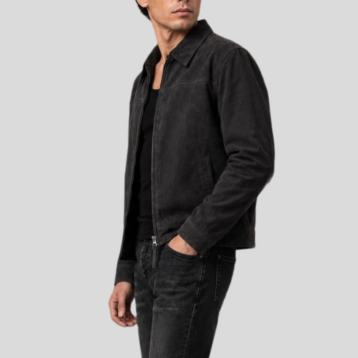 Men's Classic Cowhide Suede Zip Jacket