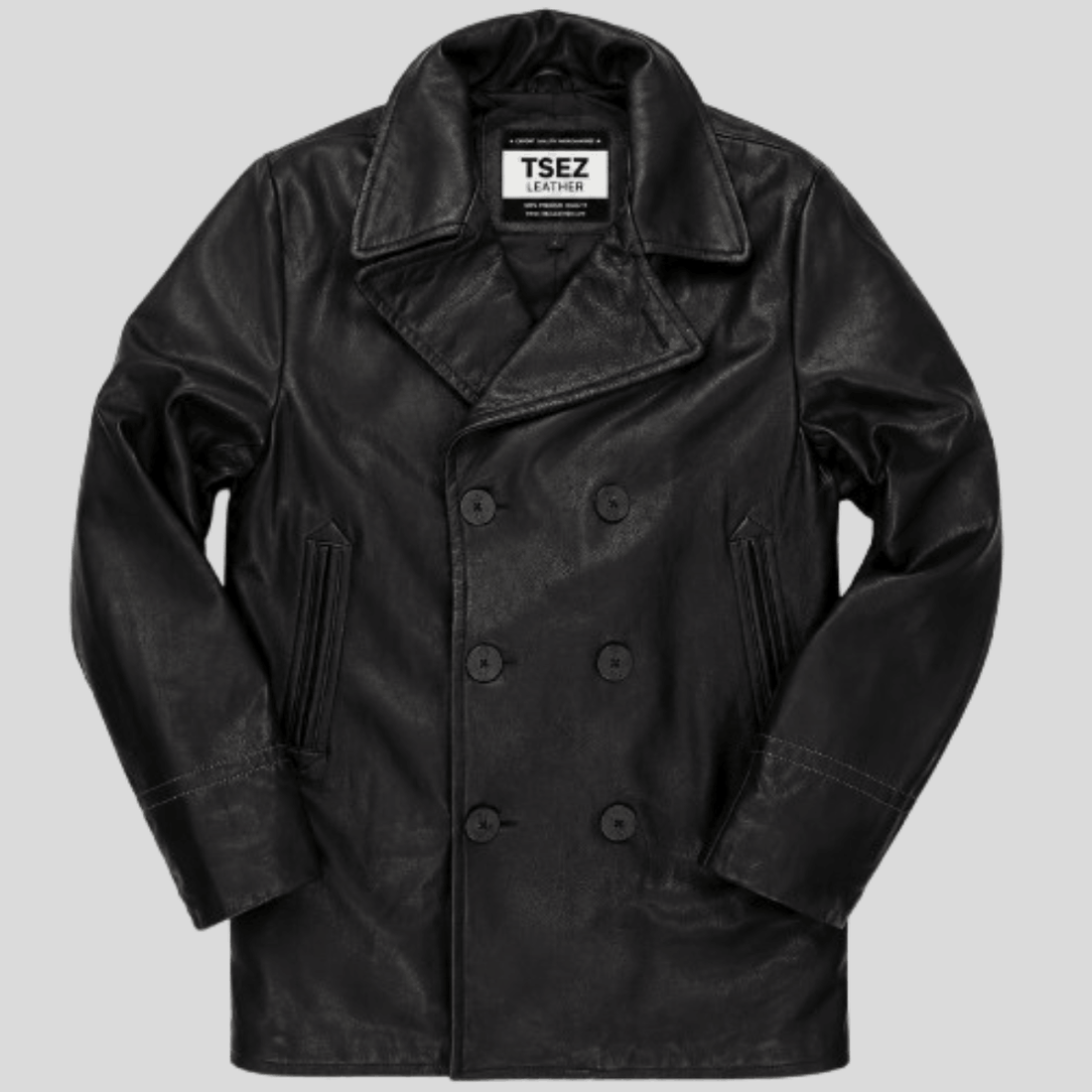 Men's Naval sheepskin Leather Peacoat Jacket