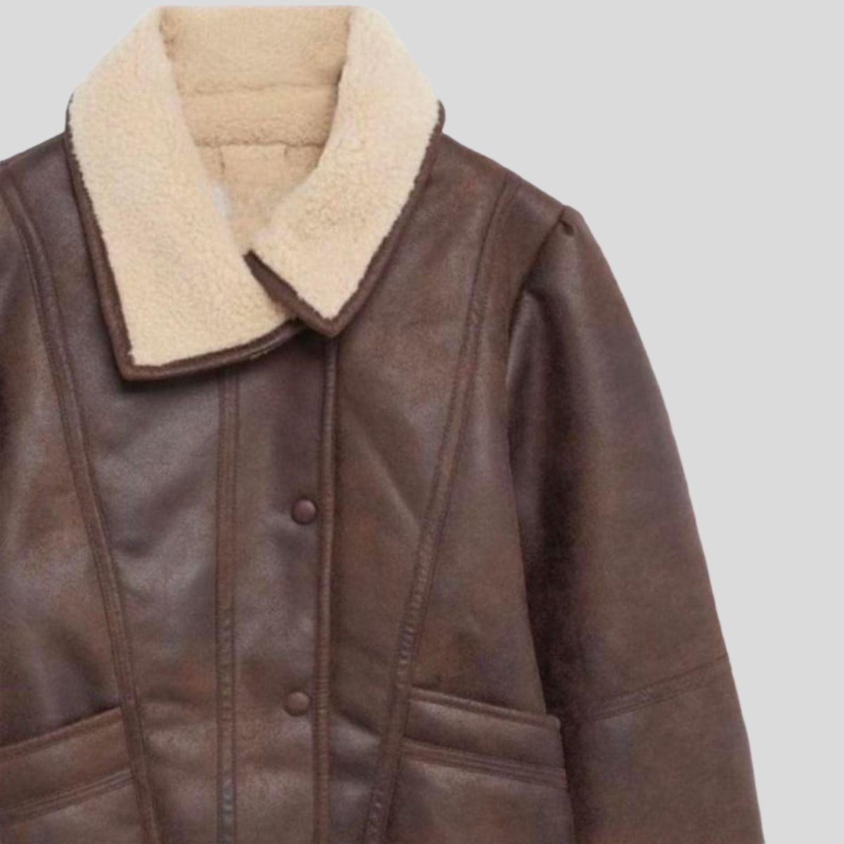 Women's Retro Brown Shearling Leather Flight Jacket