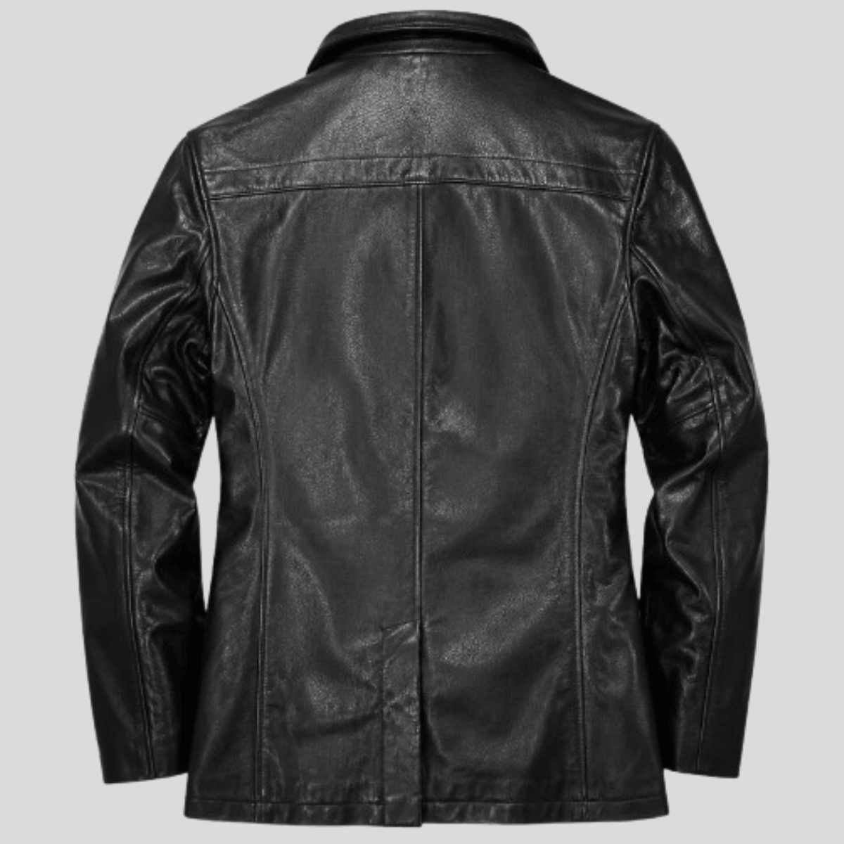 Men's Vintage Distressed Sheepskin Leather Naval Coat