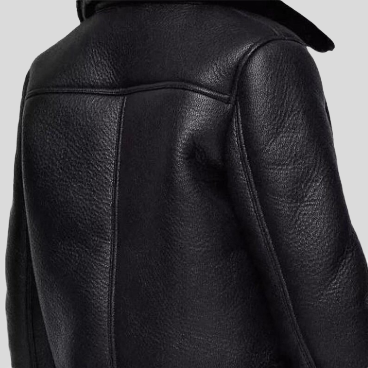 Women's Black B-3 Borg-Lined Faux Leather Pilot Jacket