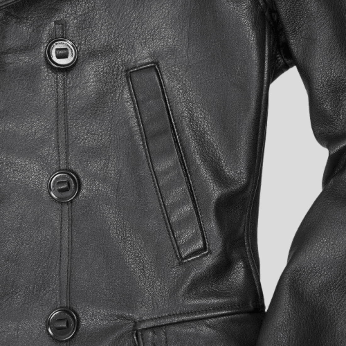 Men's Vintage Distressed Sheepskin Leather Naval Coat