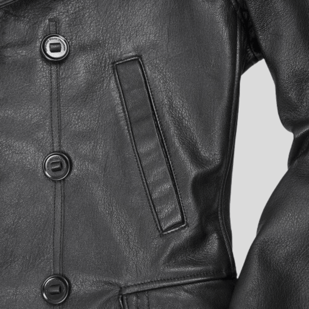 Men's Vintage Distressed Sheepskin Leather Naval Coat