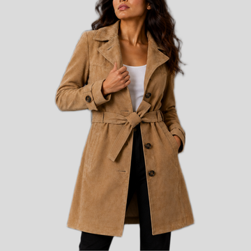 Women's Classic Sheepskin Leather Trench Coat