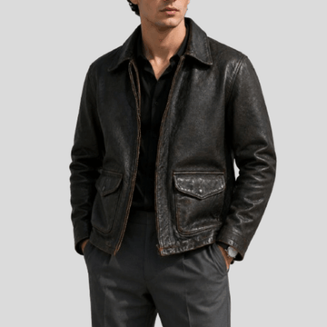 Men's Vintage Roughneck Sheepskin Leather Oil Driller Jacket