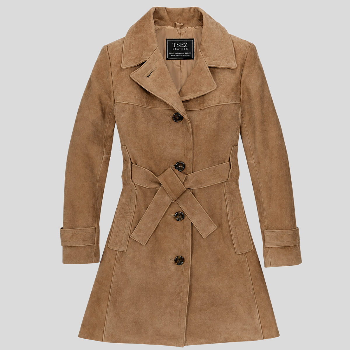Women's Classic Sheepskin Leather Trench Coat