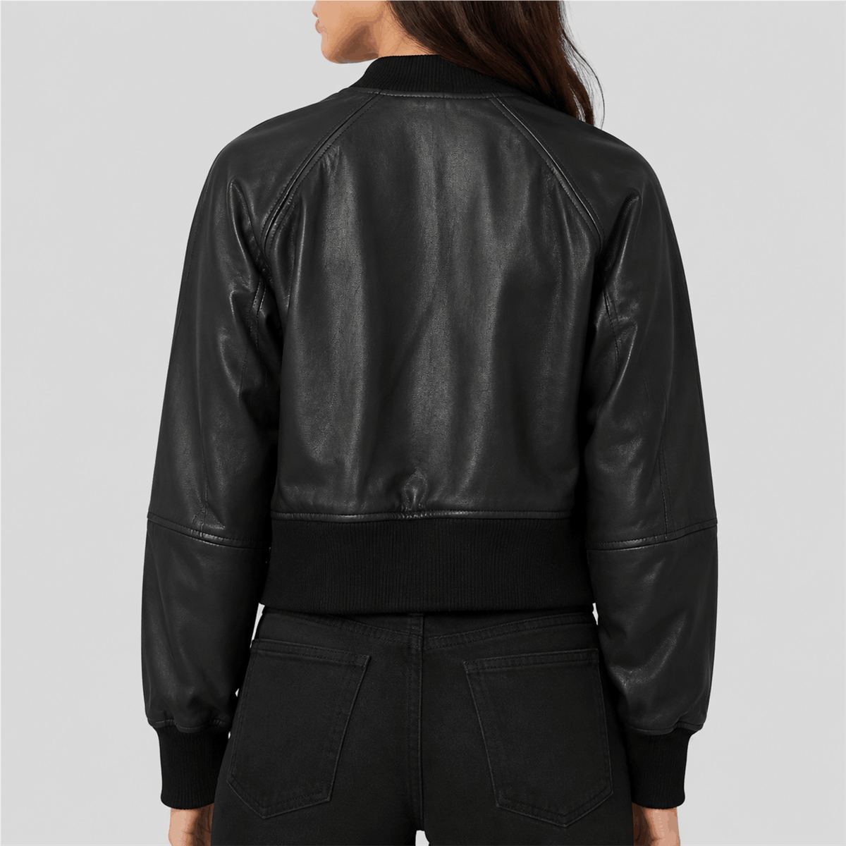 Women’s Cropped Sheepskin Leather Bomber Jacket
