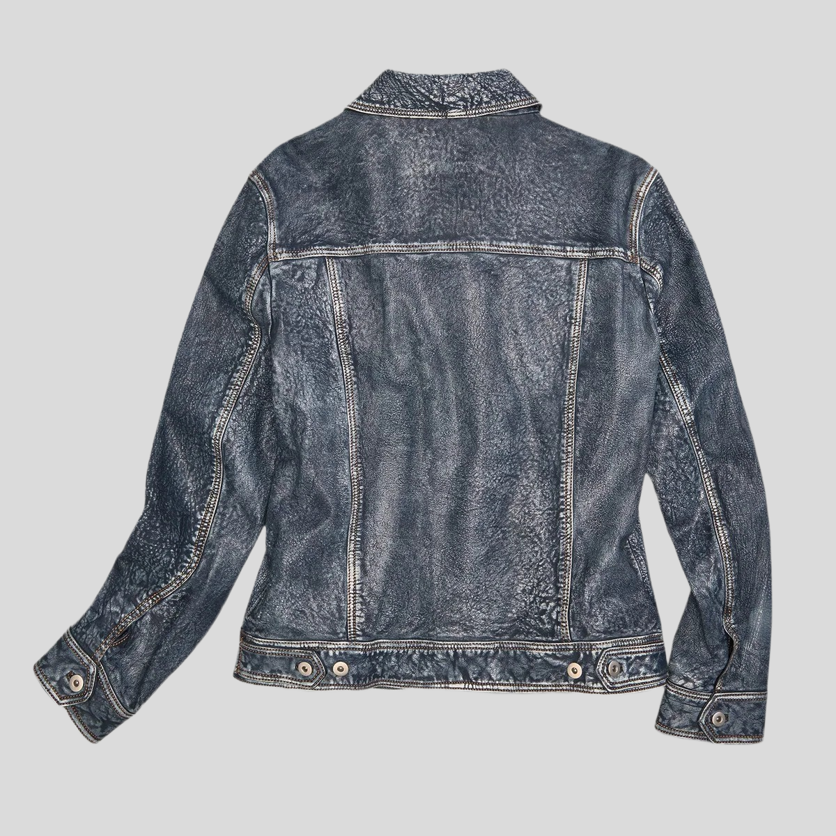 Men's Chase Leather Denim Trucker Jacket