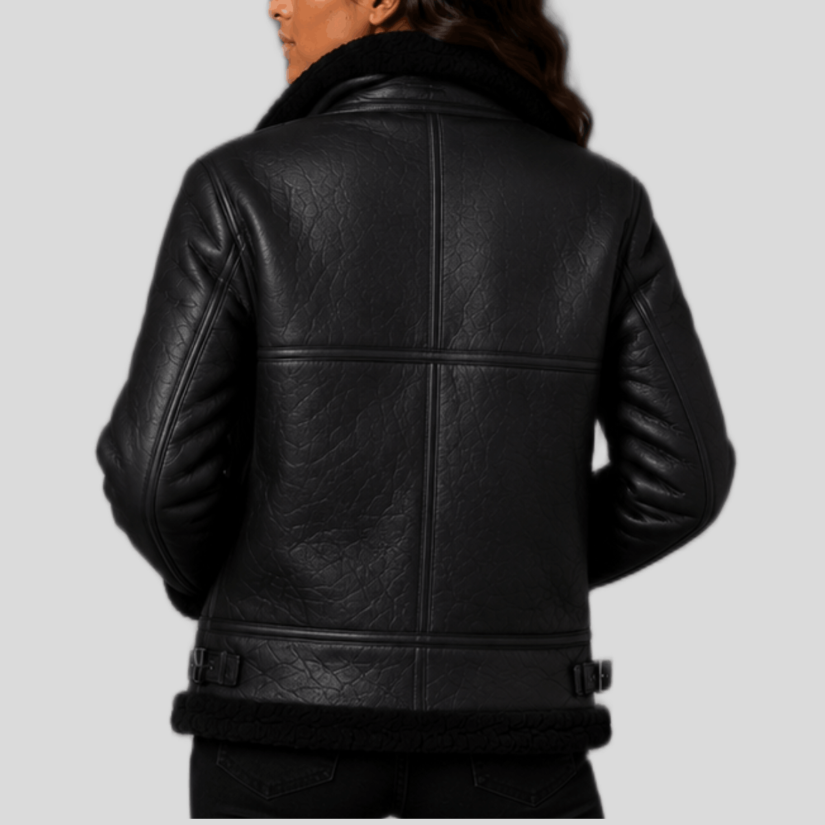 Women's Classic Shearling Leather Bomber Jacket