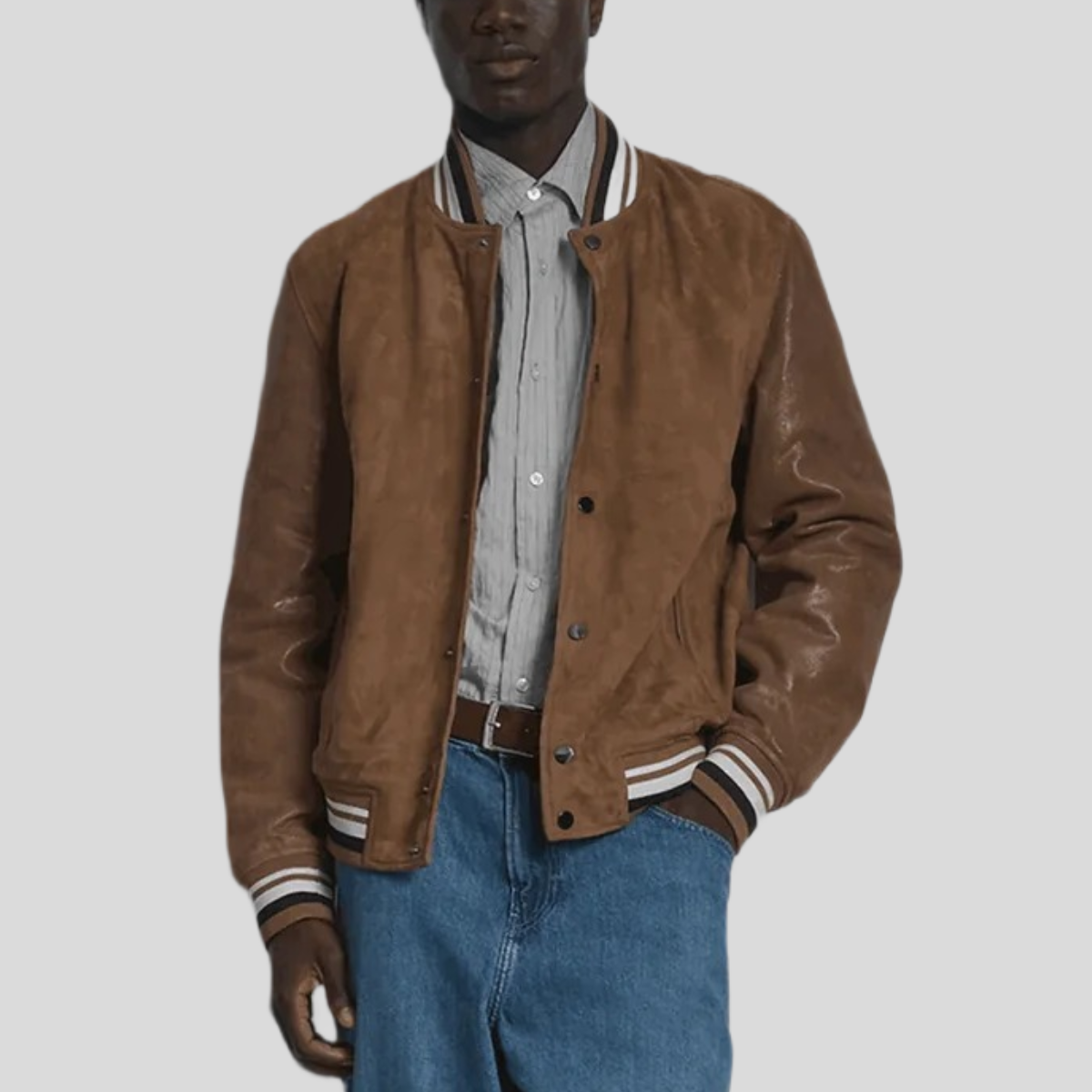Men's Vintage Suede Varsity Jacket