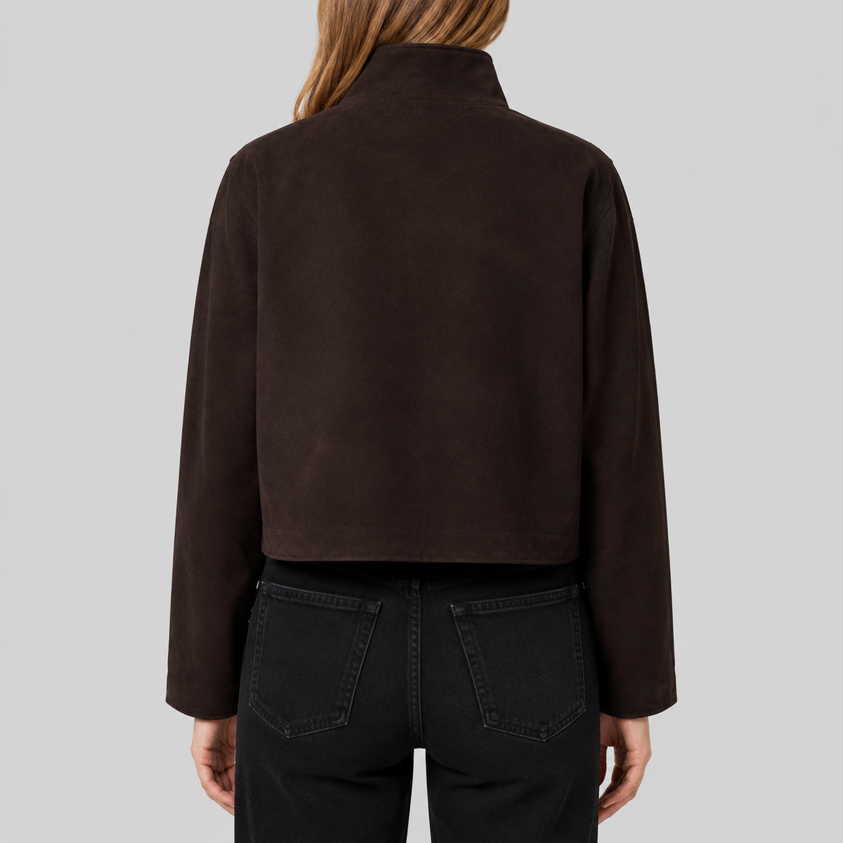 Women's 70s Americana Suede Funnel Neck Jacket