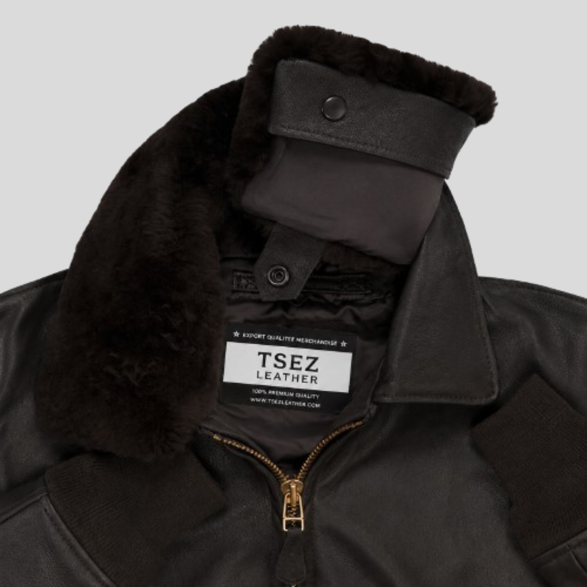 Men's Classic G-1 Sheepskin Leather Flight Bomber Jacket with Fur Collar
