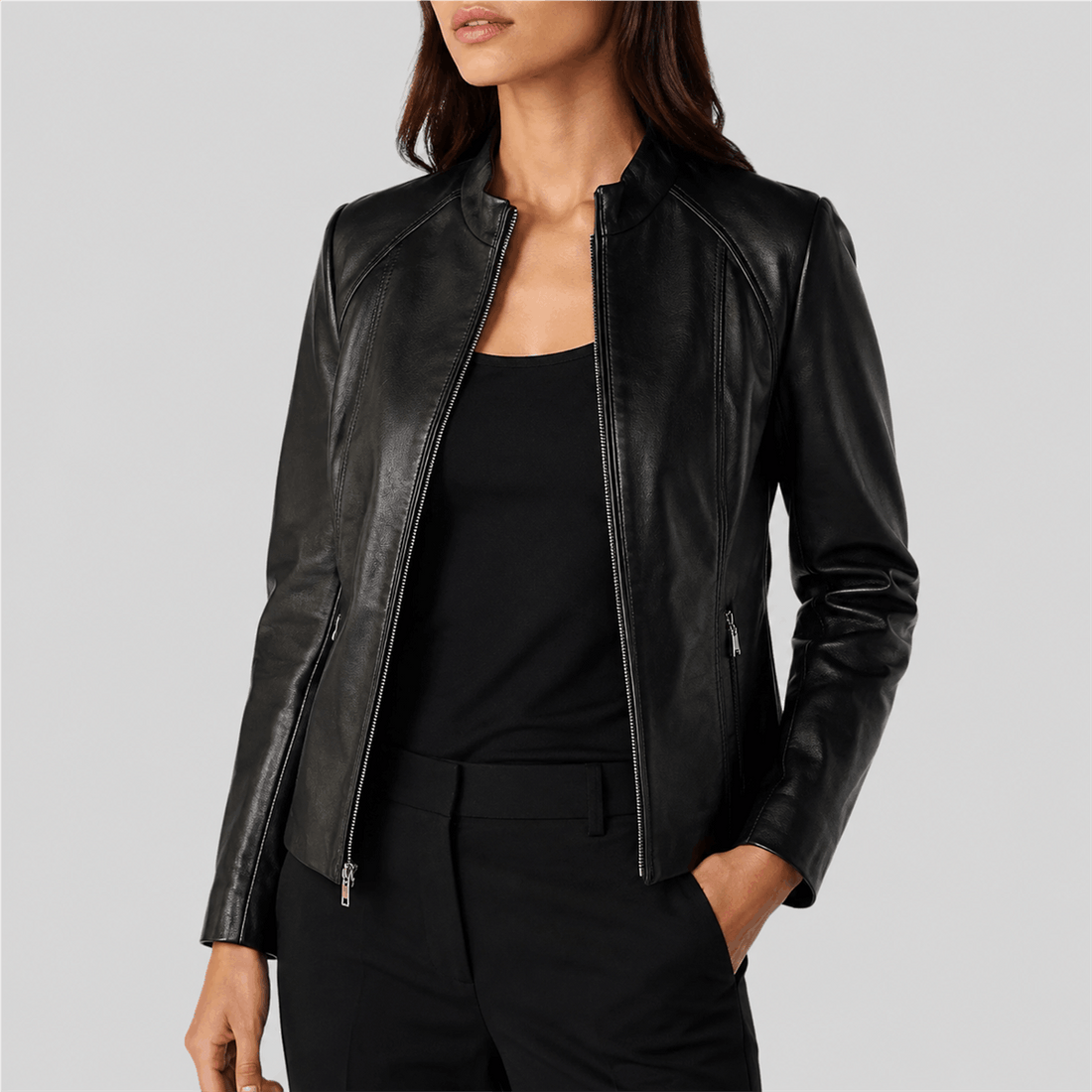 Women's Genuine Leather Scuba Jacket