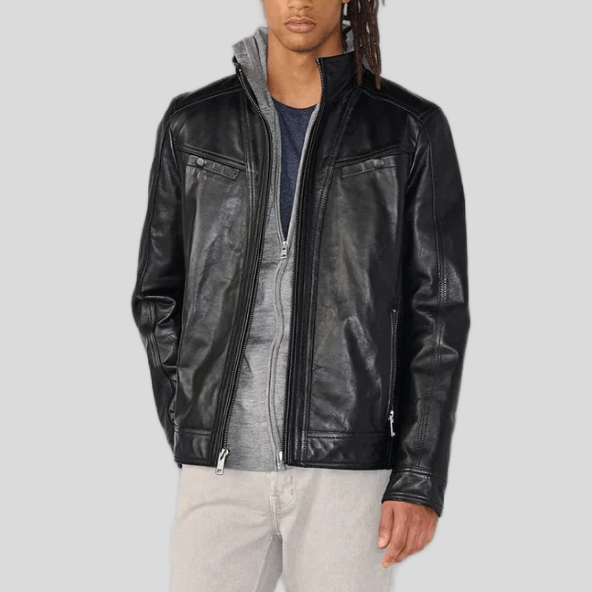 Men's Sean Vintage Leather Racer Jacket