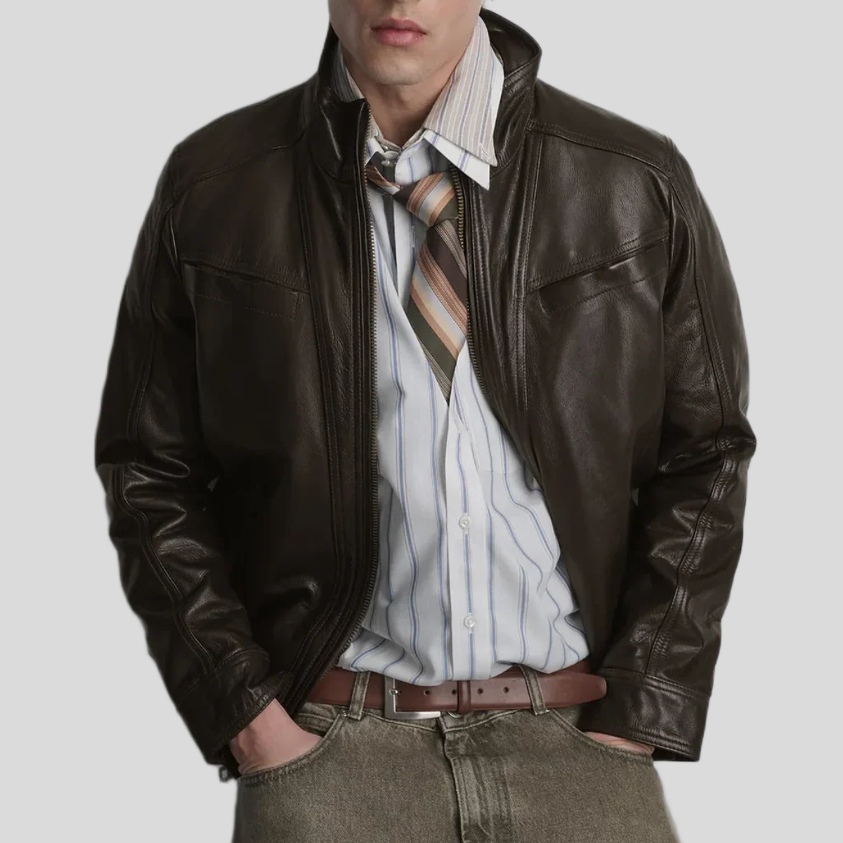 Men's Sean Vintage Leather Racer Jacket