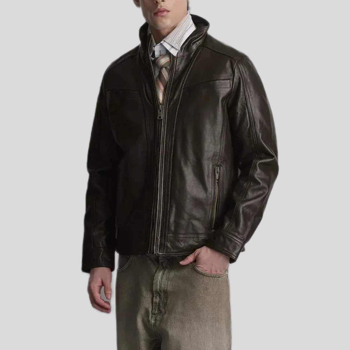 Men's Sean Vintage Leather Racer Jacket