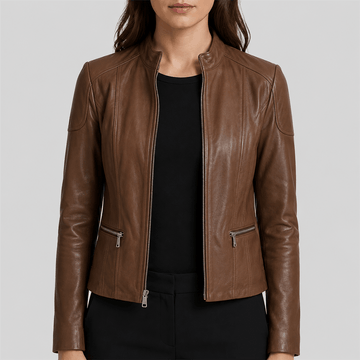 Women’s Topstitched Leather Scuba Jacket
