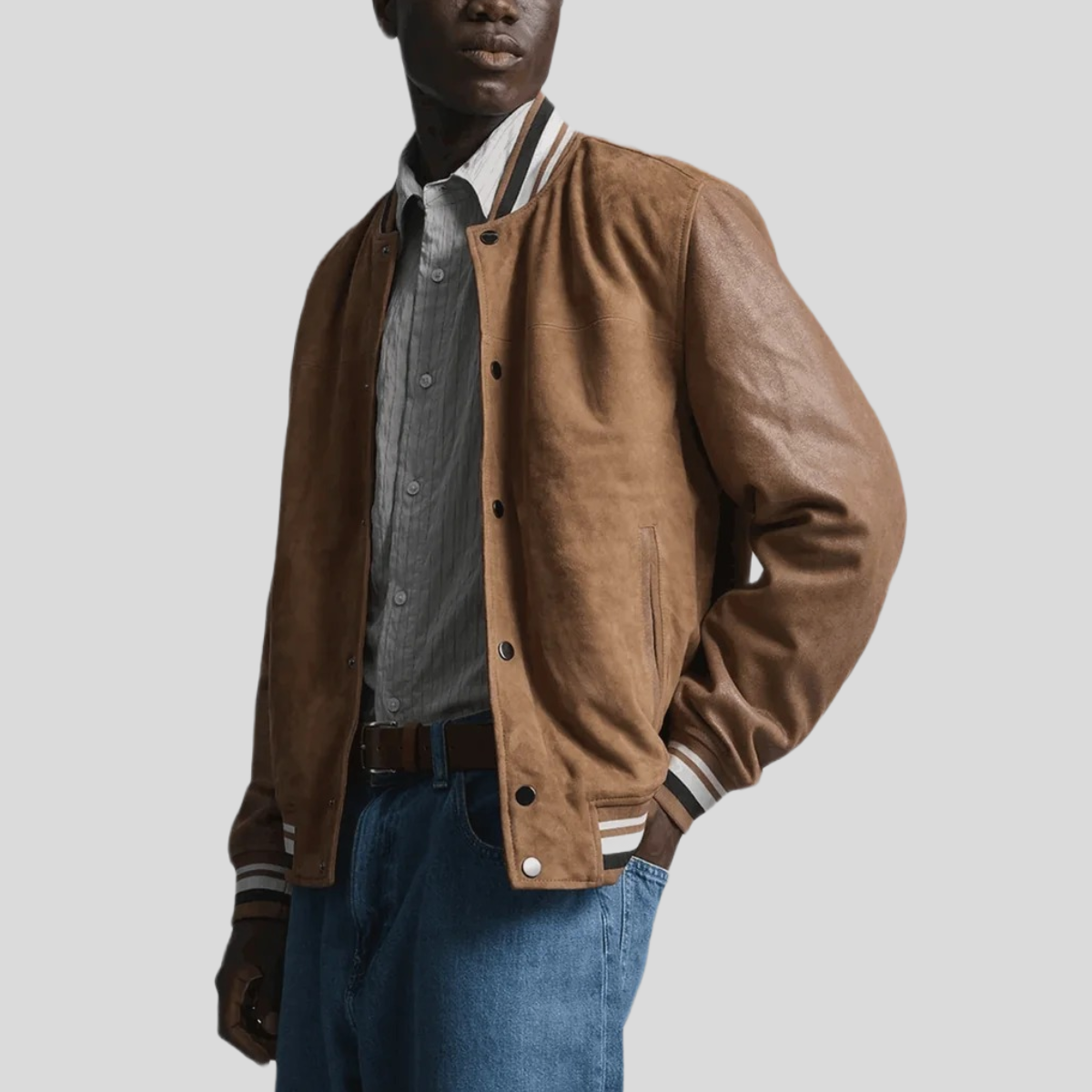 Men's Vintage Suede Varsity Jacket