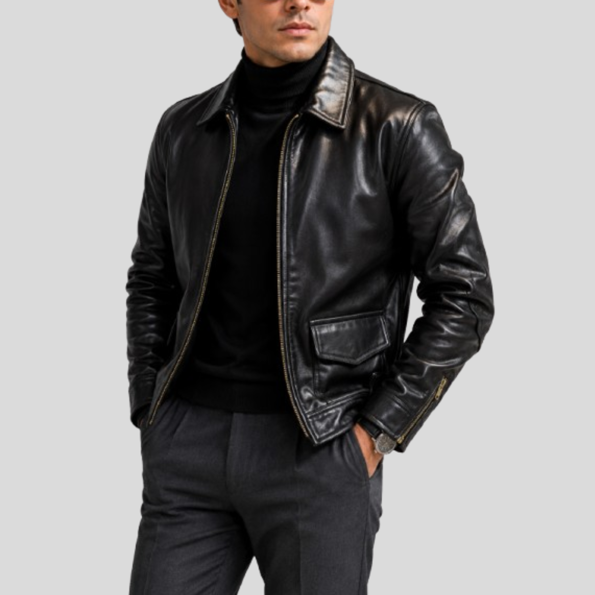 Men's Type 440 USN sheepskin Leather Flight Jacket