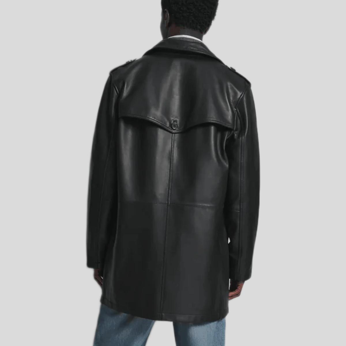 Men's Otto Leather Double-Breasted Short Car Coat