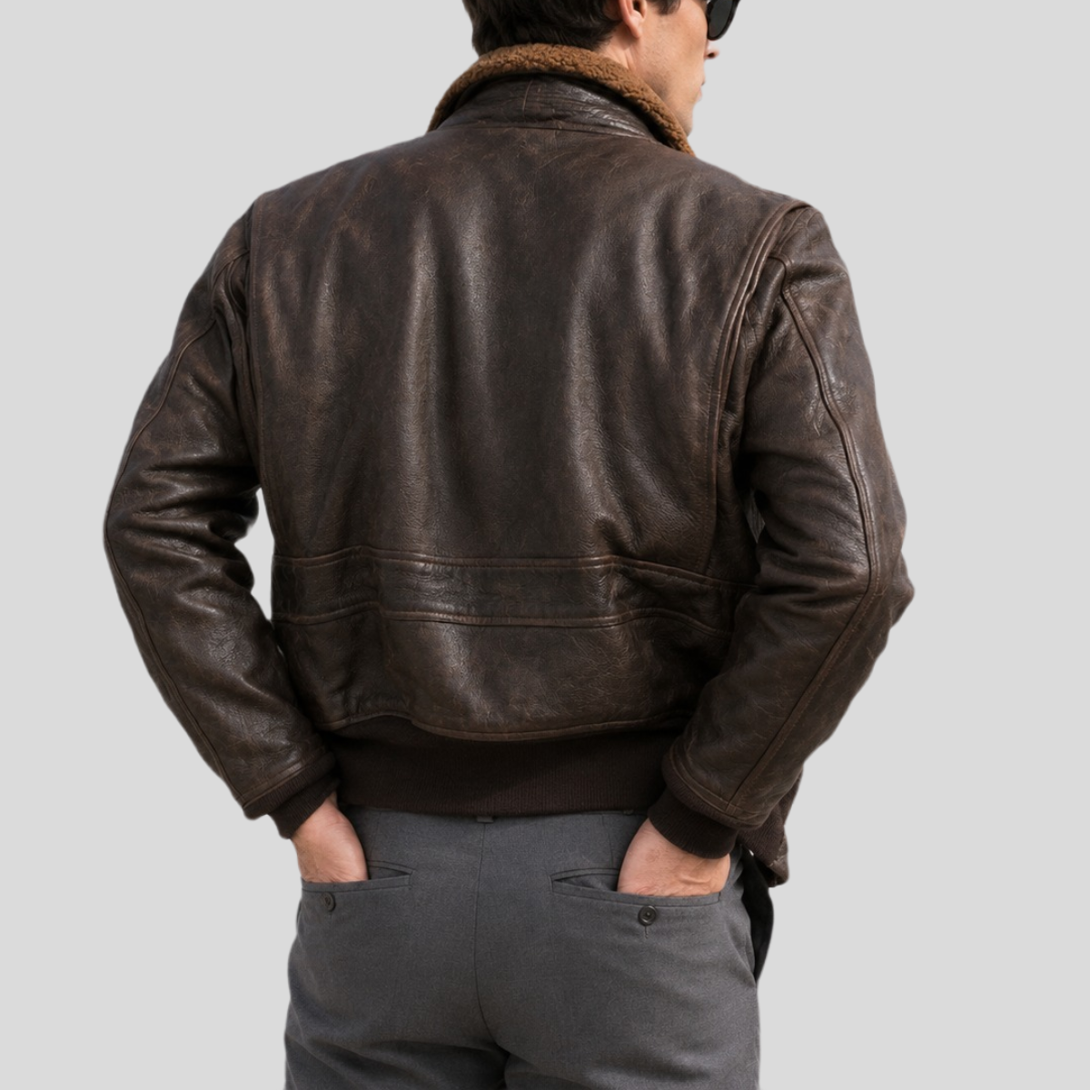 Men's Vintage Sheepskin Leather Flight Bomber Jacket