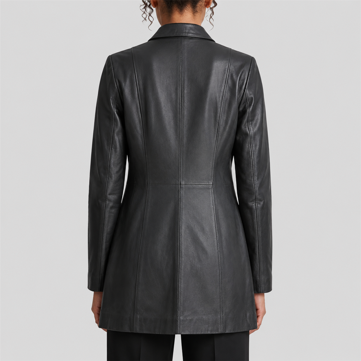 Classic Three-Button Genuine Leather Trench Coat