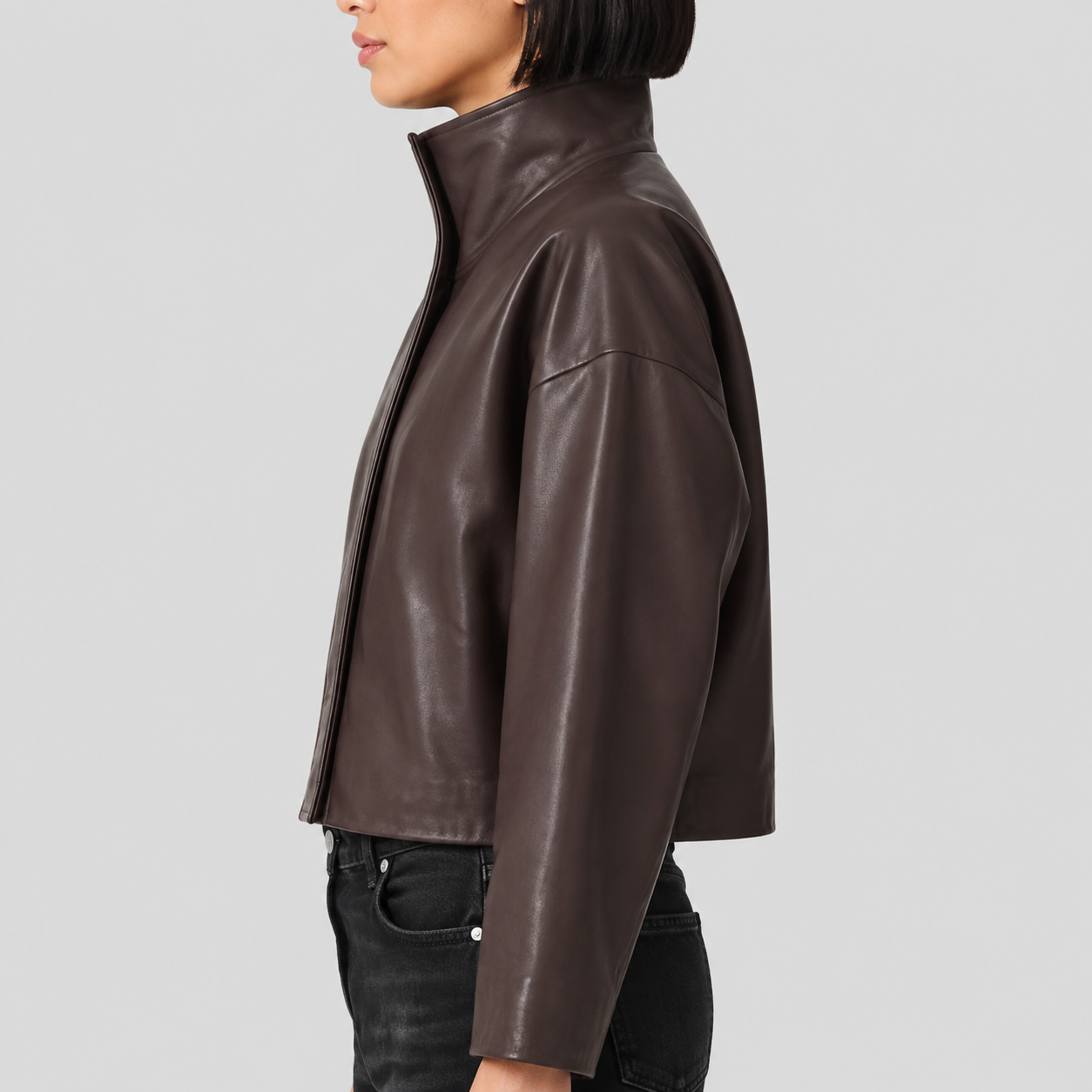 Women’s Ryder Funnel Neck Leather Puffer Jacket