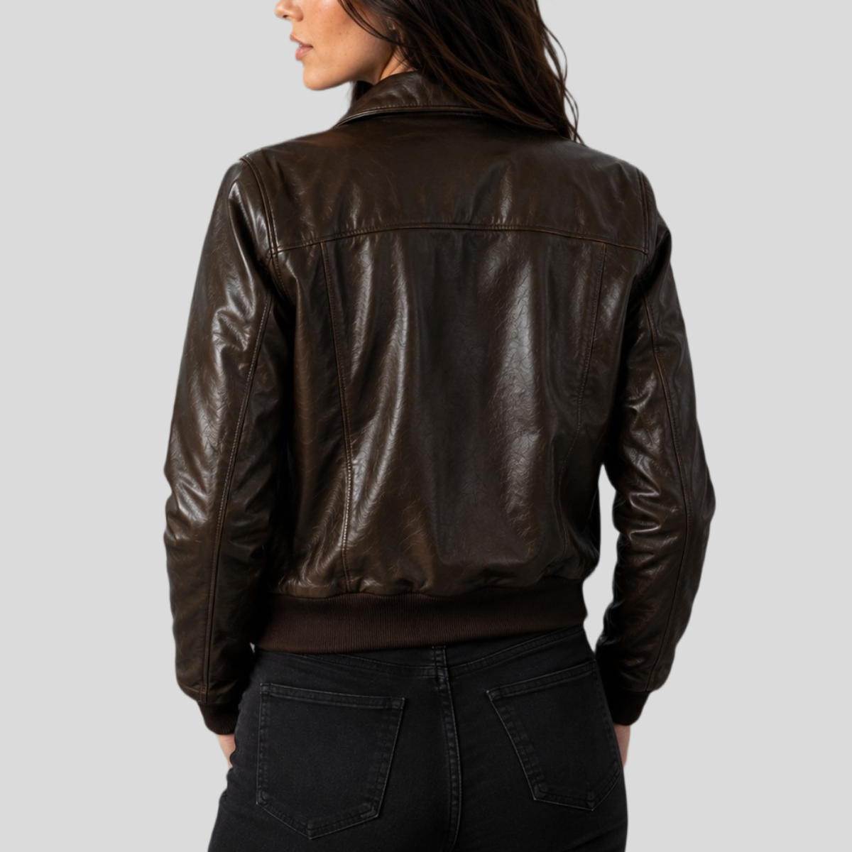 Women's Vintage Sheepskin Leather Bomber Jacket