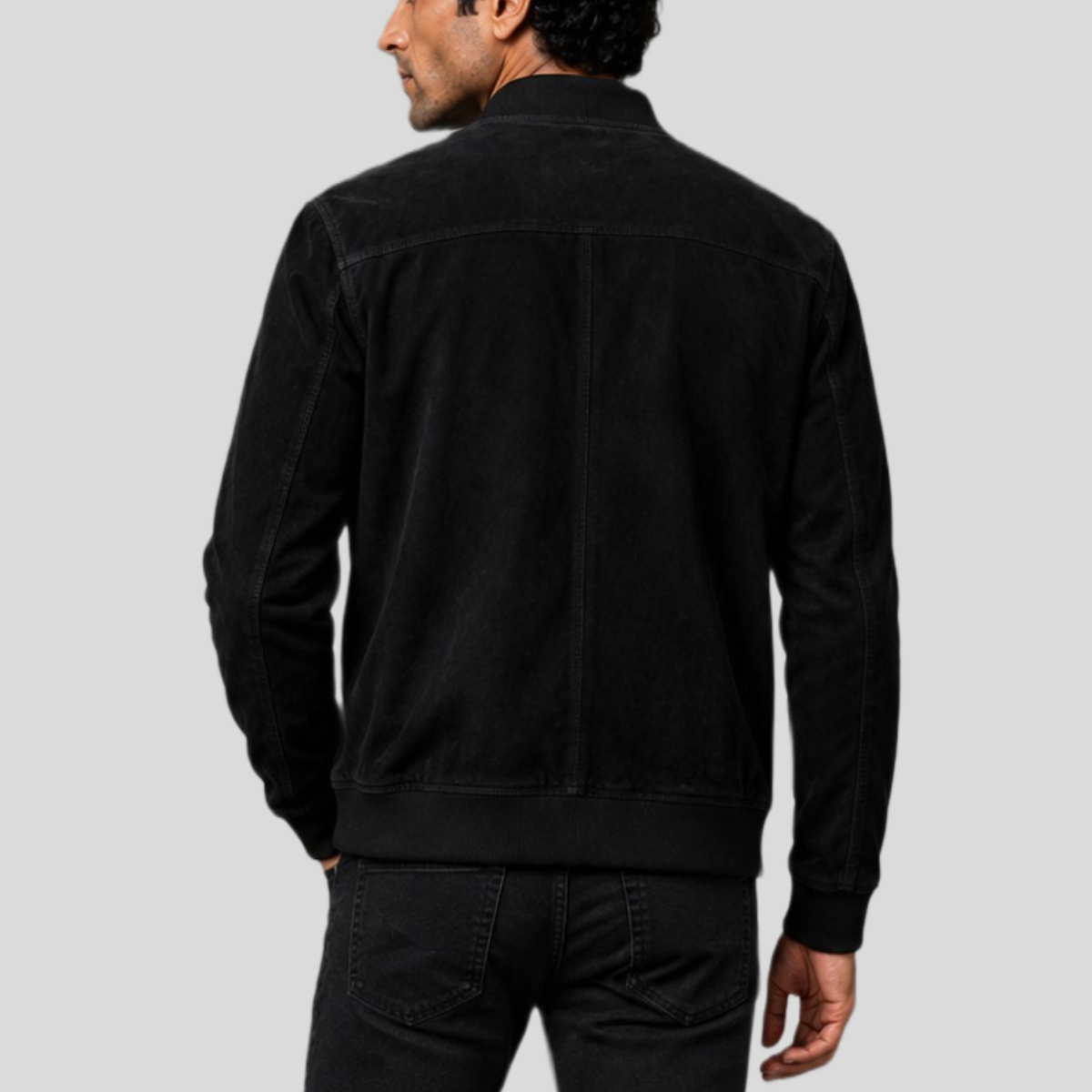 Men's Sheepskin Suede Bomber Jacket