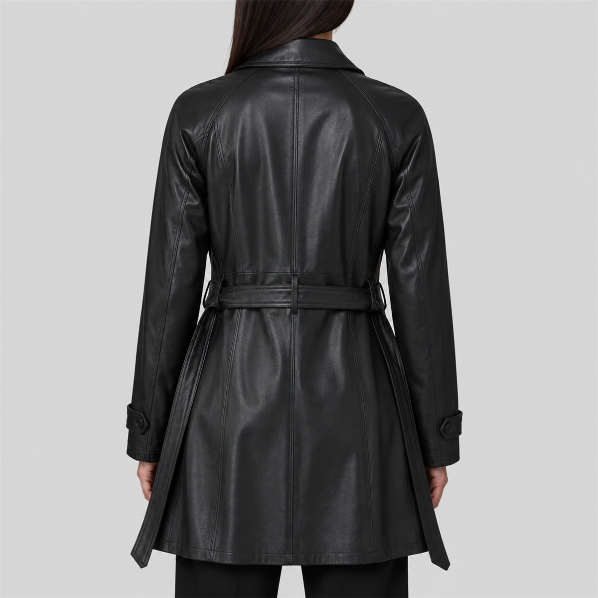 Women's Iris Lightweight Short Leather Trench Coat