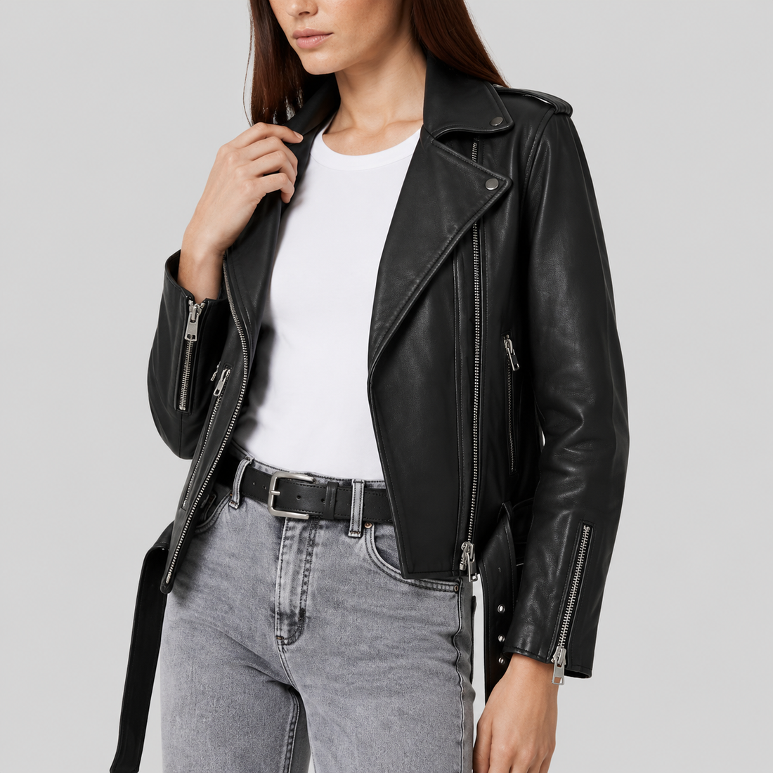 Women’s Balfern Leather Biker Jacket - Black