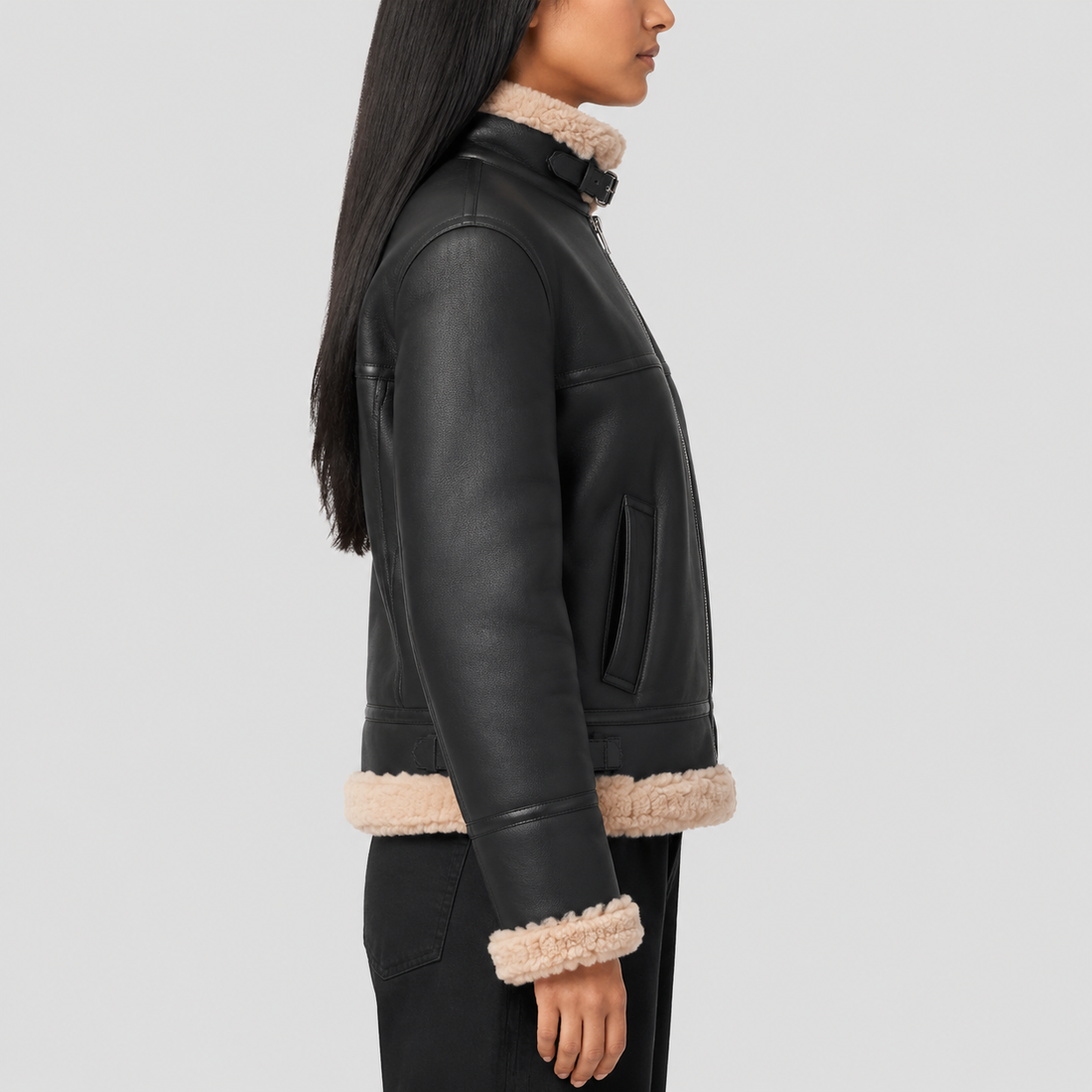 Women’s Lorel Shearling Flying Jacket - Black