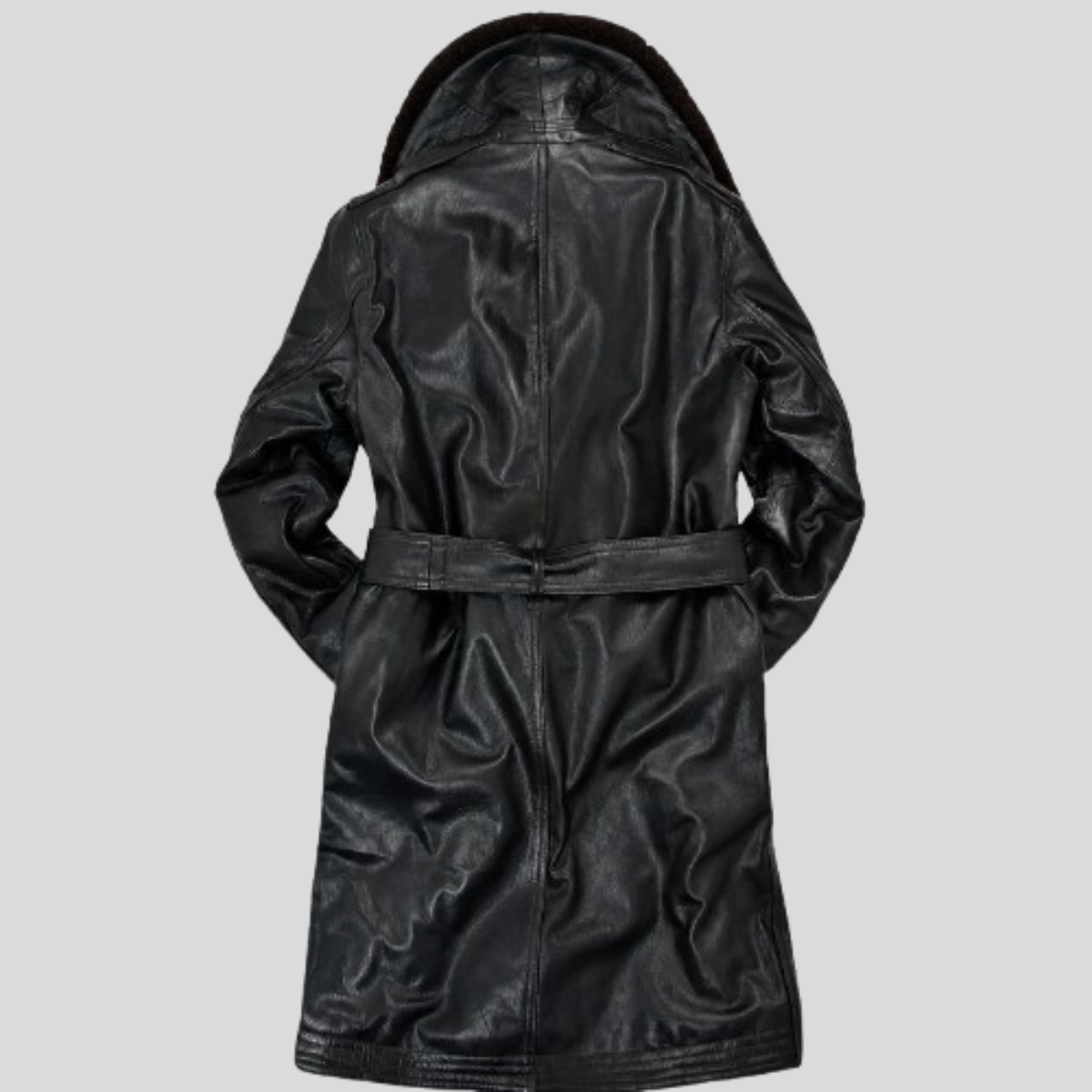 Men's M-69D USN Sheepskin Leather Military Coat with Fur Collar