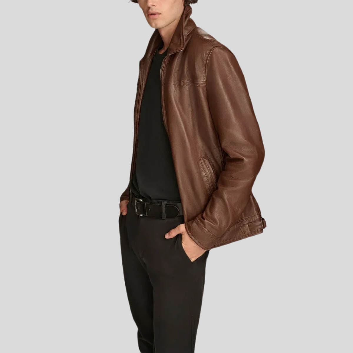 Men's Jett Leather Jacket with Removable Hood