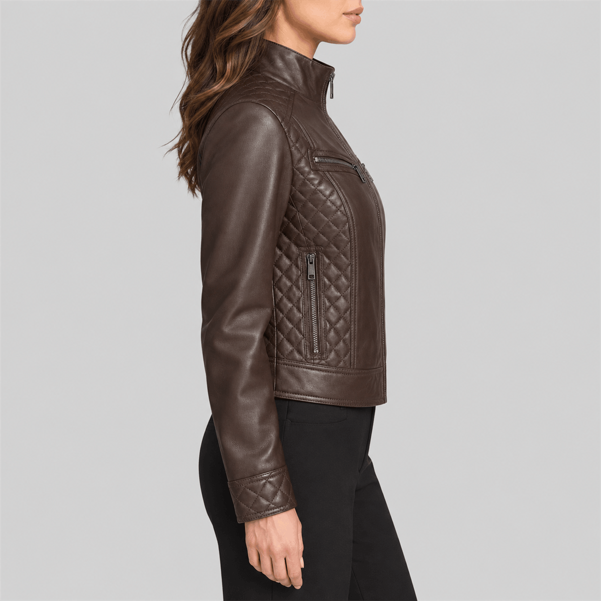 Women Four-Zipper Pocket Leather Jacket