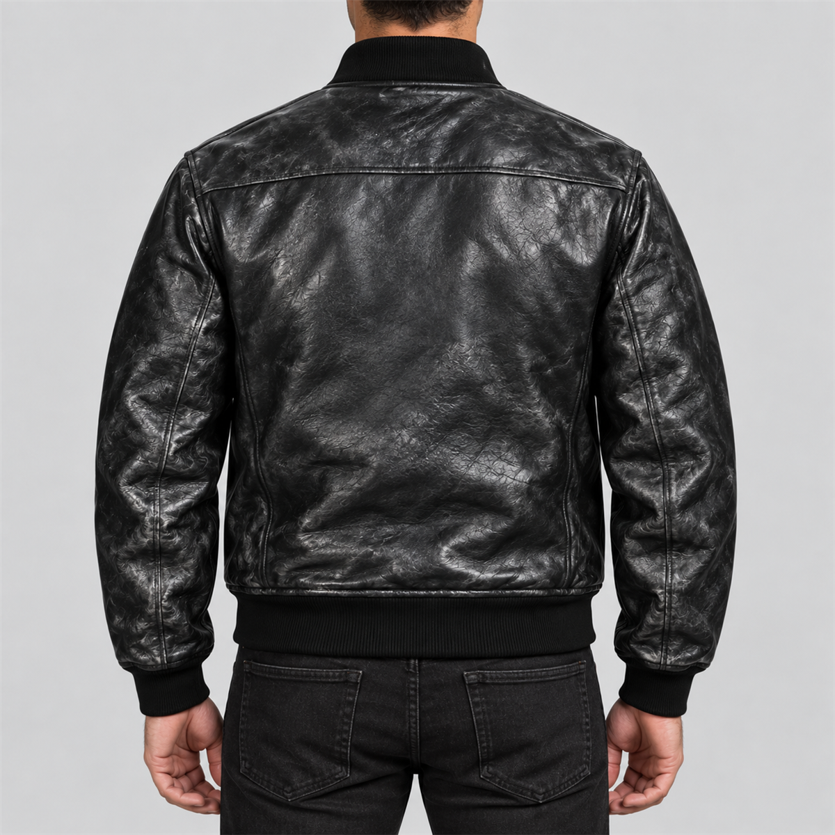 Men's 1927 A-1 Style Black Tea-Core Cowhide Leather Flight Jacket