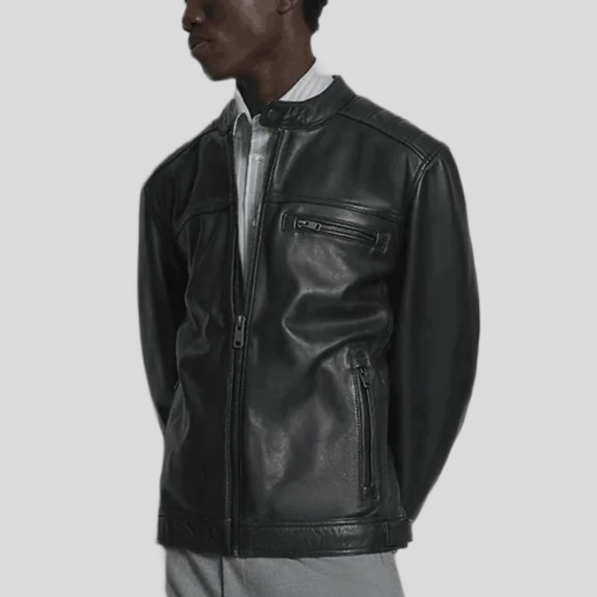 Men's Quilted Leather Racer Jacket
