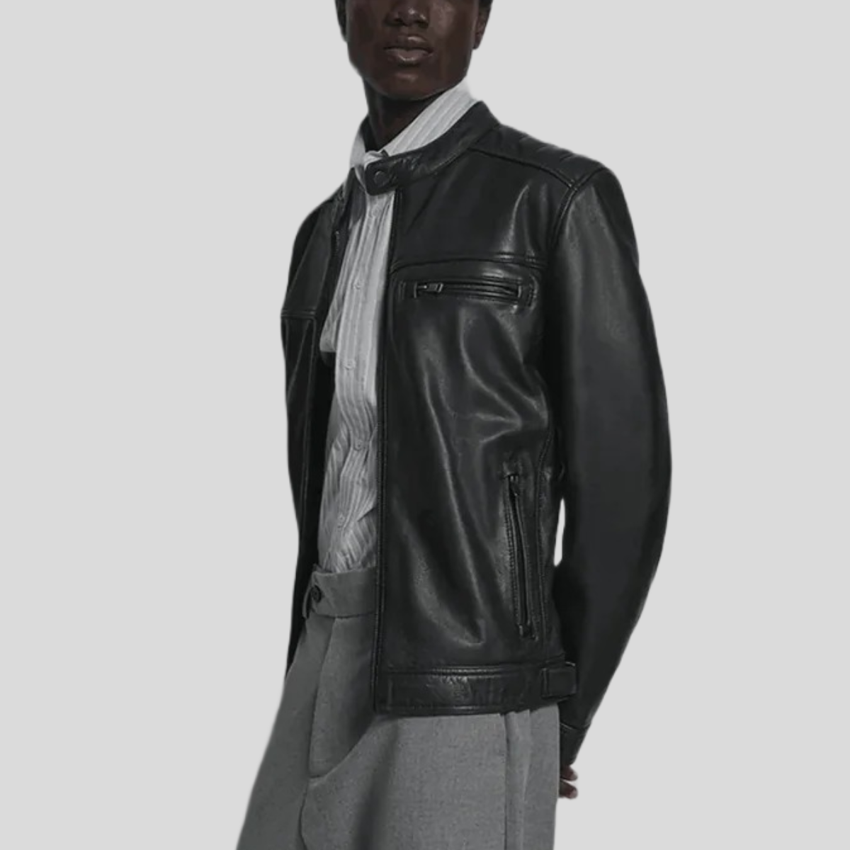 Men's Quilted Leather Racer Jacket