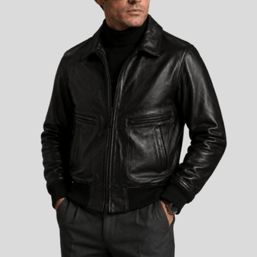 Men's Vintage Raiders Sheepskin Leather Flight Bomber Jacket